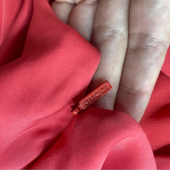 GUCCI Silk Dress Pink Fuschia Belted Cowl Neck Mini 2009 Vintage Hedi Slimane 40 - Picture 7 of 8